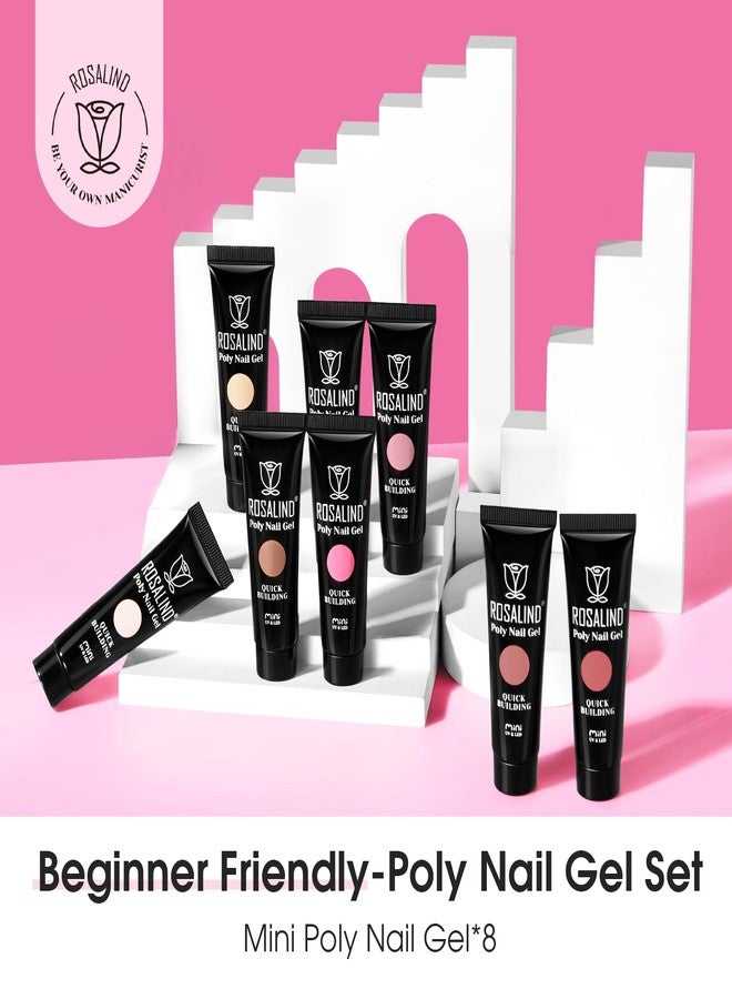 ROSALIND Poly Nail Gel Set, 8 Colors 10g Clear Pretty Poly Extension Gel Nail Set, Nude Pink Poly Nail Gel Set Builder Pink Gel Extension Kit for Nail Art Design Easy DIY Gift for Women - Image 2